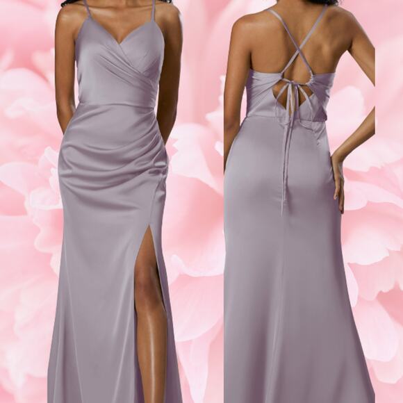 AW BRIDAL 2 XS purple haze formal prom party bridesmaid maxi dress NEW B157 - Picture 1 of 9